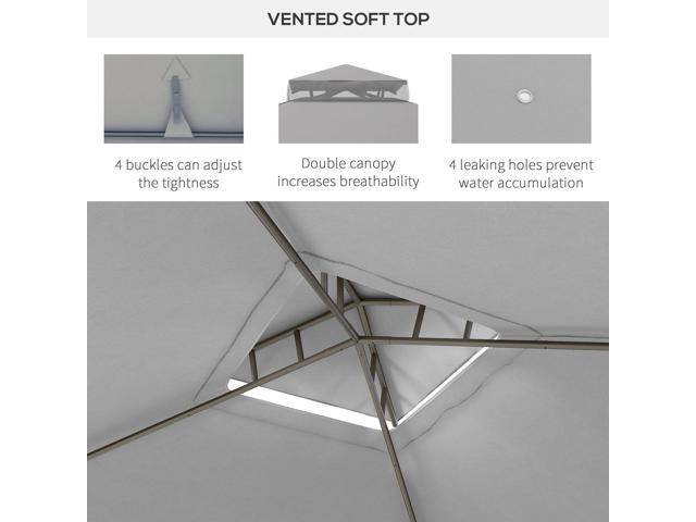 9.6' x 11.6' Patio Gazebo, Outdoor Canopy Shelter with 2-Tier Roof and Netting, Steel Frame for Garden, Lawn, Backyard, and Deck, Gray