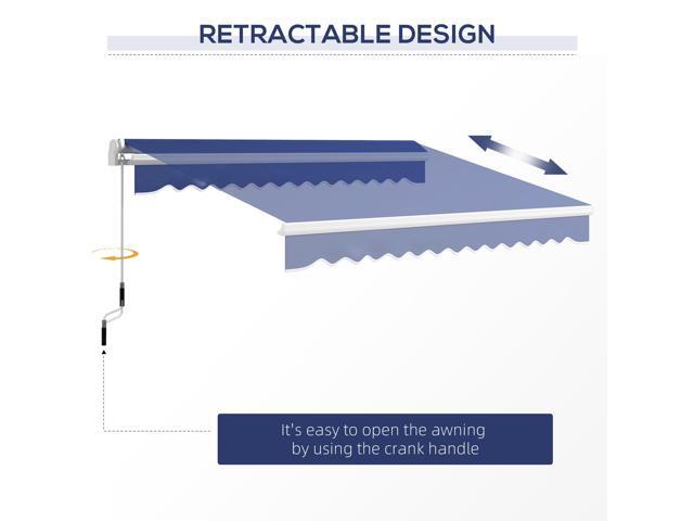 13' x 8' Retractable Awning, Patio Awnings, Sunshade Shelter w/ Manual Crank Handle, UV & Water-Resistant Fabric and Aluminum Frame for Deck,...