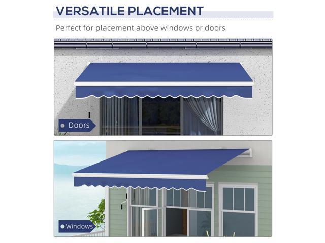 13' x 8' Retractable Awning, Patio Awnings, Sunshade Shelter w/ Manual Crank Handle, UV & Water-Resistant Fabric and Aluminum Frame for Deck,...