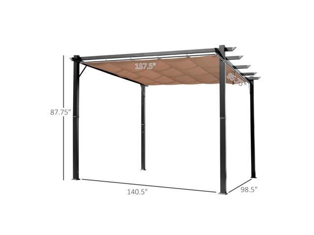 10' x 13' Aluminum Patio Pergola with Retractable Pergola Canopy, Backyard Shade Shelter for Porch, Outdoor Party, Garden, Grill Gazebo, Charcoal Gray