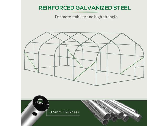 20' x 10' x 7' Walk-in Tunnel Greenhouse with Zippered Mesh Door & 8 Mesh Windows, Gardening Plant Hot House with Galvanized Steel Hoops, White