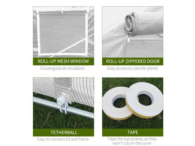 20' x 10' x 7' Walk-in Tunnel Greenhouse with Zippered Mesh Door & 8 Mesh Windows, Gardening Plant Hot House with Galvanized Steel Hoops, White