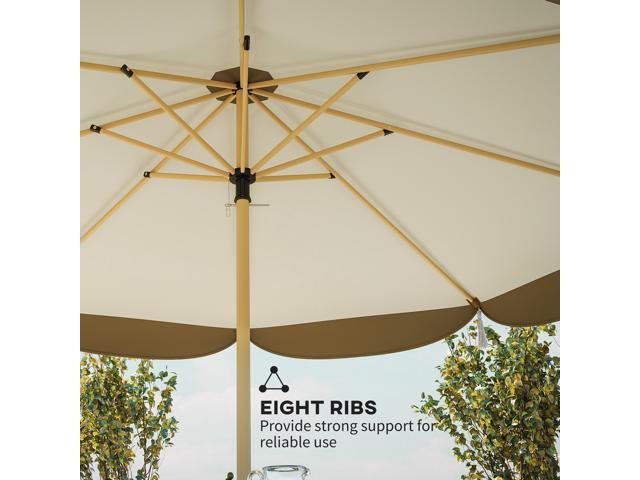 9FT Patio Umbrella, UPF 50+ Outdoor Market Umbrella with 8 Ribs, Vented Outdoor Table Umbrella for Deck, Backyard and Lawn, Cream White