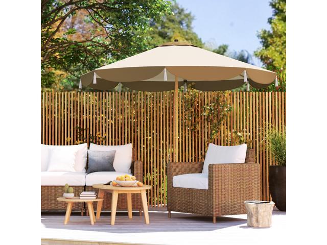 9FT Patio Umbrella, UPF 50+ Outdoor Market Umbrella with 8 Ribs, Vented Outdoor Table Umbrella for Deck, Backyard and Lawn, Cream White