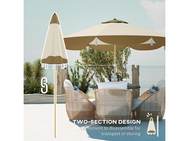 9FT Patio Umbrella, UPF 50+ Outdoor Market Umbrella with 8 Ribs, Vented Outdoor Table Umbrella for Deck, Backyard and Lawn, Cream White