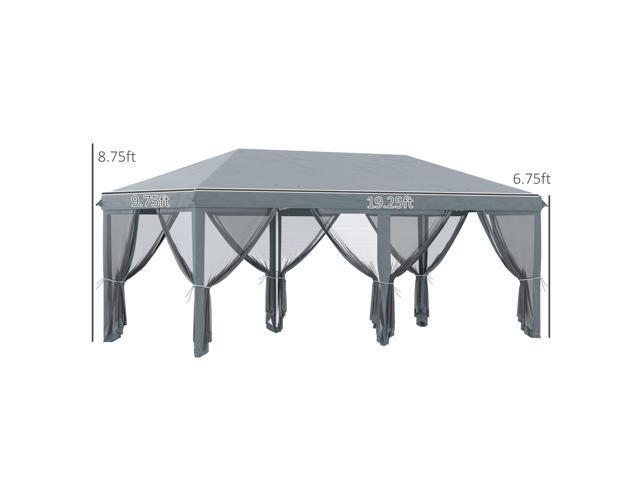 10' x 20' Pop Up Canopy Tent with Netting, Heavy Duty Instant Sun Shelter, Large Tents for Parties with Carry Bag for Outdoor, Garden, Patio, Gray