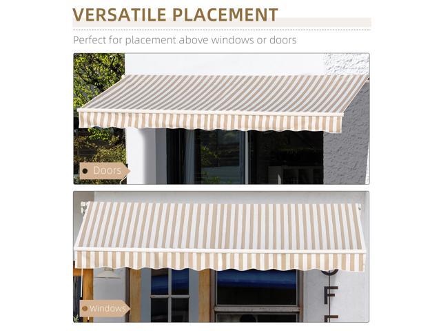 12' x 10' Retractable Awning Patio Awnings Sun Shade Shelter with Manual Crank Handle, 280g/m² UV & Water-Resistant Fabric and Aluminum Frame for...