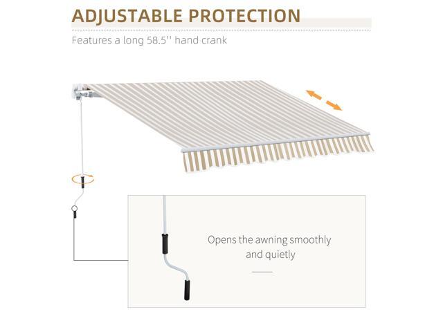 12' x 10' Retractable Awning Patio Awnings Sun Shade Shelter with Manual Crank Handle, 280g/m² UV & Water-Resistant Fabric and Aluminum Frame for...