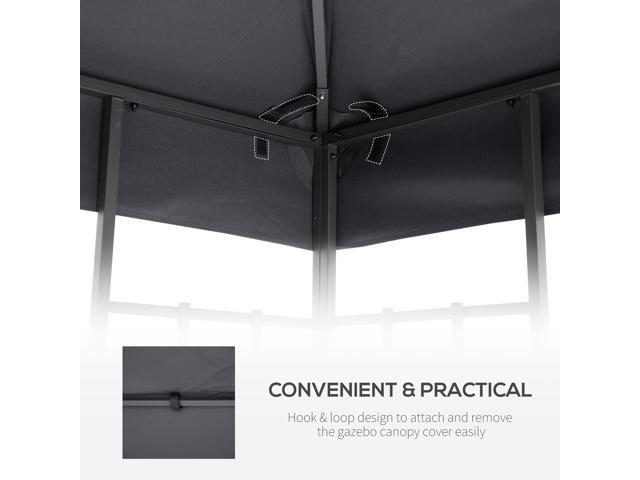 9.8' x 9.8' Gazebo Replacement Canopy, 2-Tier Top UV Cover for 9.84' x 9.84' Outdoor Gazebo, Dark Gray (TOP ONLY)