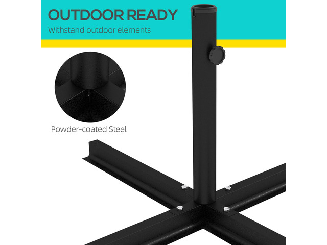 Outdoor Universal Cross Brace Stand for Small Offset Umbrella or Large Market Umbrella, Cross Umbrella Base for Patio Umbrella, Black