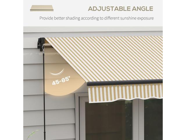 12' x 10' Retractable Awning, Patio Awning Sunshade Shelter with Manual Crank Handle, 280gsm UV Resistant Fabric and Aluminum Frame for Deck,...