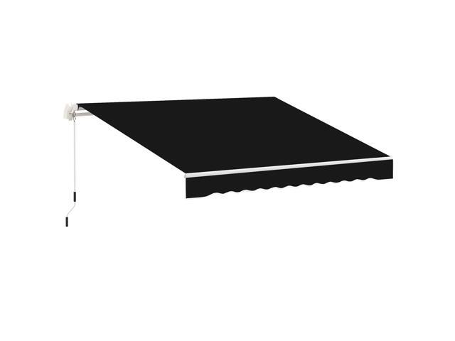 8' x 7' Patio Retractable Awning, Manual Exterior Sun Shade Deck Window Cover, Black