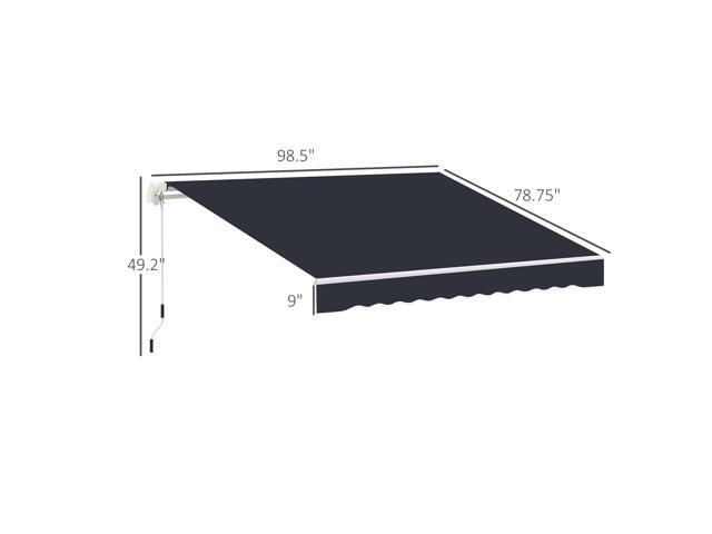 8' x 7' Patio Retractable Awning, Manual Exterior Sun Shade Deck Window Cover, Black