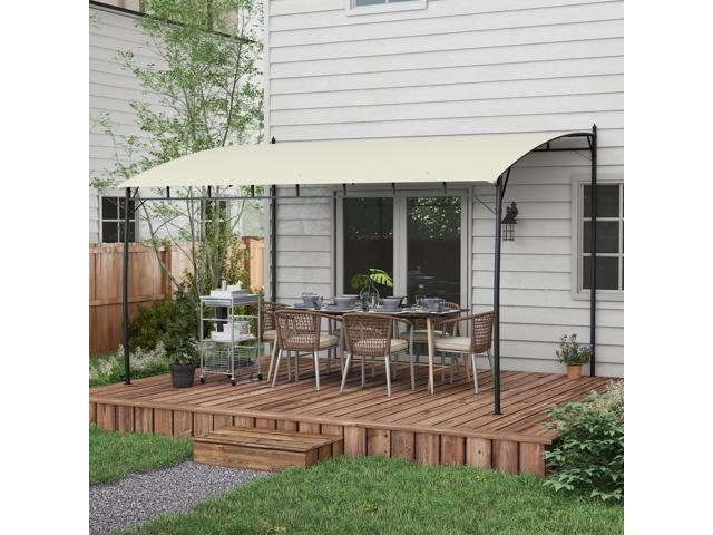 10' x 13' Outdoor Pergola Gazebo with UV-Resistant Canopy and Metal Frame, Sun Shade Shelter for Porch, Patio, Deck, Backyard, Cream