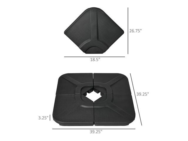 4-Piece 175lb Cantilever Patio Umbrella Base Weights for Offset Hanging Umbrella, HDPE Water or Sand Filled Umbrella Weights for Cross Base Stand,...