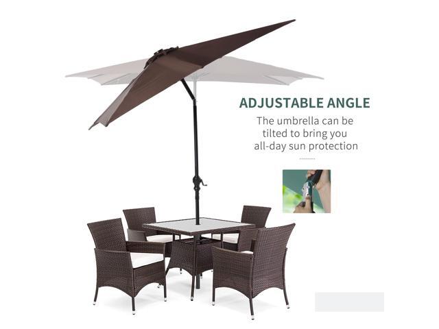 9' x 7' Solar Umbrella, LED Lighted Patio Umbrella for Table or Base with Tilt & Crank, Outdoor Umbrella for Garden, Deck, Backyard, Pool, Beach,...