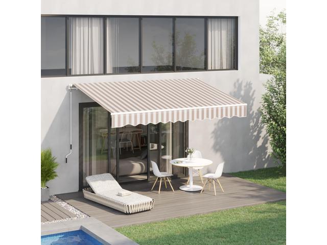 10' x 8' Retractable Awning, Patio Awnings, Sunshade Shelter w/ Manual Crank Handle, UV & Water-Resistant Fabric and Aluminum Frame for Deck,...