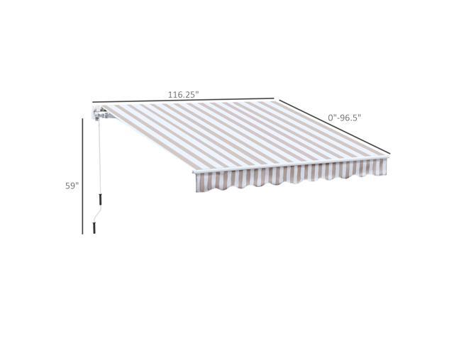10' x 8' Retractable Awning, Patio Awnings, Sunshade Shelter w/ Manual Crank Handle, UV & Water-Resistant Fabric and Aluminum Frame for Deck,...
