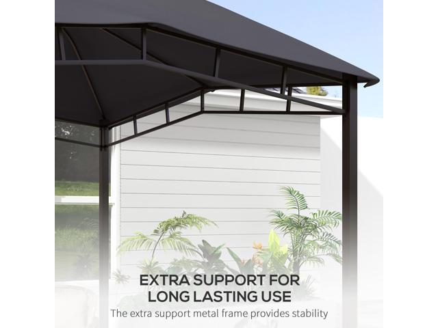 10' x 10' Soft Top Patio Gazebo Outdoor Canopy with Unique Geometric Design Roof, All-weather Steel Frame, Gray