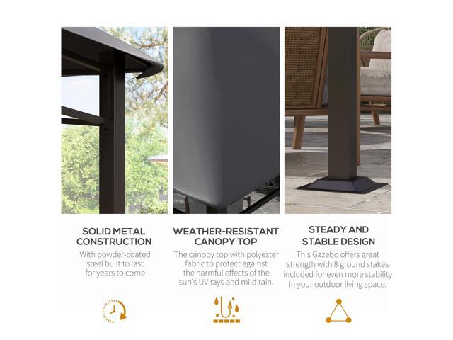 10' x 10' Soft Top Patio Gazebo Outdoor Canopy with Unique Geometric Design Roof, All-weather Steel Frame, Gray