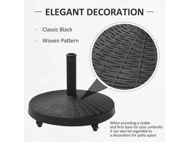 50 lbs. Umbrella Base, 20.5', Round Heavy Duty Umbrella Stand with Wheels for 1.5' or 2' Umbrella Poles, Patio Market Stand for Outdoor, Lawn,...