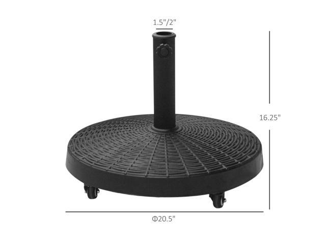 50 lbs. Umbrella Base, 20.5', Round Heavy Duty Umbrella Stand with Wheels for 1.5' or 2' Umbrella Poles, Patio Market Stand for Outdoor, Lawn,...