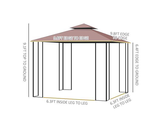 10' x 10' Metal Patio Gazebo, Double Roof Outdoor Gazebo Canopy Shelter with Tree Motifs Corner Frame and Netting, for Garden, Lawn, Backyard, and...