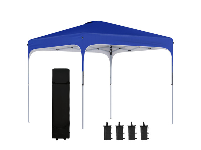8' x 8' Pop Up Canopy Tent with Wheeled Carry Bag and 4 Sand Bags, Instant Sun Shelter, Tents for Parties, Height Adjustable, for Outdoor, Garden,...