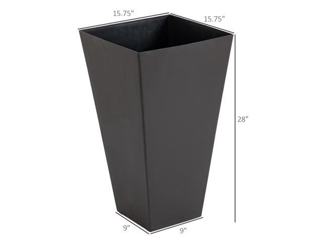 Set of 3 Tall Planters with Drainage Hole, 28' Outdoor Flower Pots, Indoor Planters for Porch Patio and Deck, Brown