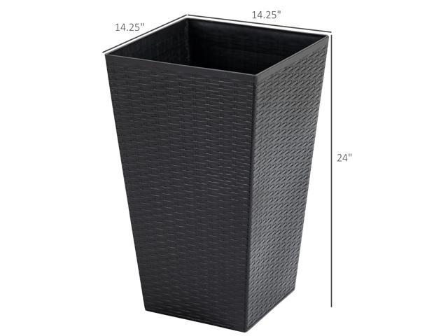 Set of 3 Tall Planters with Drainage Hole, Outdoor Flower Pots, Indoor Planters for Porch, Front Door, Entryway, Patio and Deck, Black