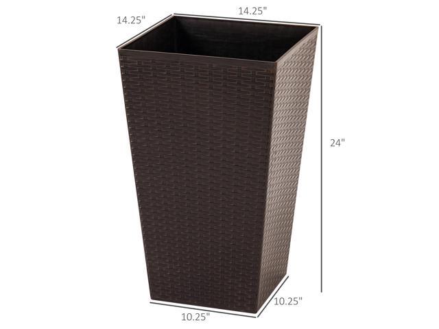 Set of 3 Tall Planters with Drainage Hole, Outdoor Flower Pots, Indoor Planters for Porch, Front Door, Entryway, Patio and Deck, Brown