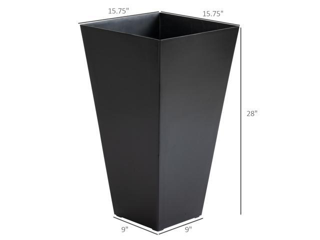 Set of 3 Tall Planters with Drainage Hole, 28' Outdoor Flower Pots, Indoor Planters for Porch Patio and Deck, Black