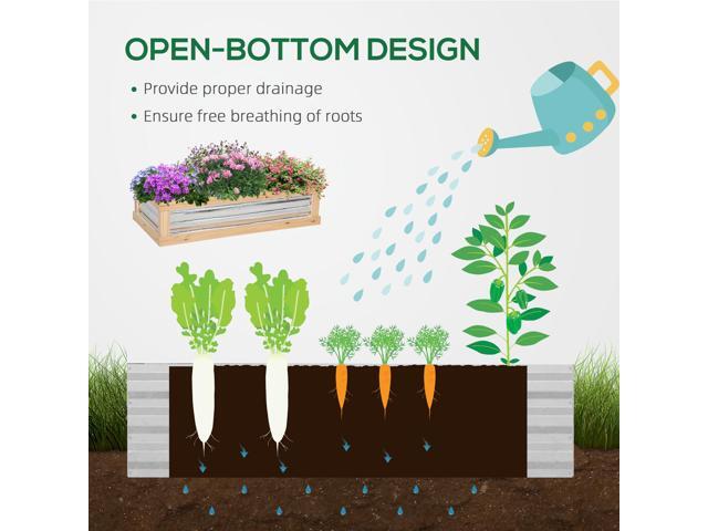 Raised Garden Bed with Polycarbonate Greenhouse, Wooden Garden Cold Frame Greenhouse, Flower Planter Protection, 48' x 24' x 32', Natural