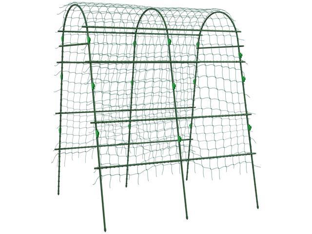 Cucumber Trellis, 6.8' Tall Arch Trellis for Climbing Plants Outdoor, A-Frame, with Plastic Coated Steel Frame and Climbing Net, Support...