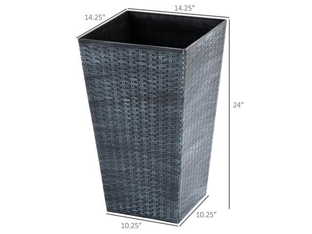 Set of 3 Tall Planters with Drainage Hole, Outdoor Flower Pots, Indoor Planters for Porch, Front Door, Entryway, Patio and Deck, Gray