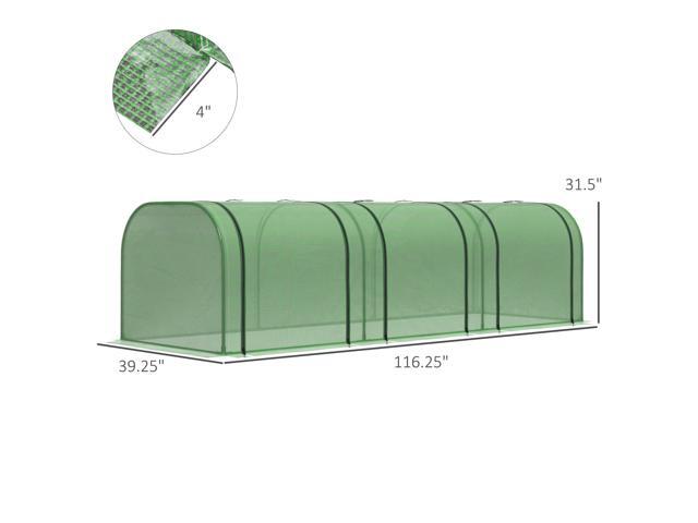 10' x 3' x 2.5' Mini Greenhouse, Portable Tunnel Green House with Roll-Up Zippered Doors, UV Waterproof Cover, Steel Frame, Green