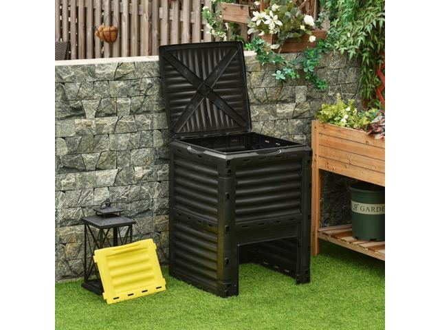 Garden Compost Bin 80 Gallon Outdoor Large Capacity Composter Fast Create Fertile Soil Aerating Box, Easy Assembly, Yellow