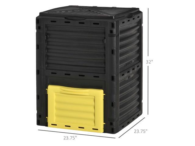 Garden Compost Bin 80 Gallon Outdoor Large Capacity Composter Fast Create Fertile Soil Aerating Box, Easy Assembly, Yellow