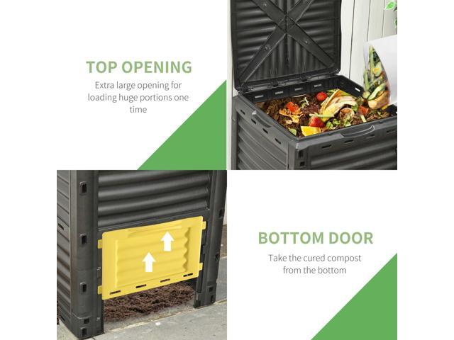 Garden Compost Bin 80 Gallon Outdoor Large Capacity Composter Fast Create Fertile Soil Aerating Box, Easy Assembly, Yellow