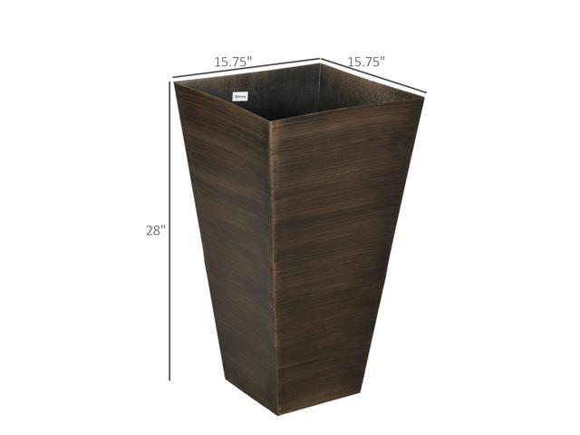 28' Tall Outdoor Planters, Set of 3 Large Taper Planters with Drainage Holes and Plug, Faux Wood Plastic Flower Pots for Outdoor, Indoor, Garden,...