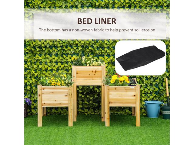 Raised Garden Bed Set of 3, Wooden Elevated Planter Box with Legs and Bed Liner, for Backyard and Patio to Grow Vegetables, Herbs, and Flowers,...