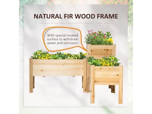 Raised Garden Bed Set of 3, Wooden Elevated Planter Box with Legs and Bed Liner, for Backyard and Patio to Grow Vegetables, Herbs, and Flowers,...