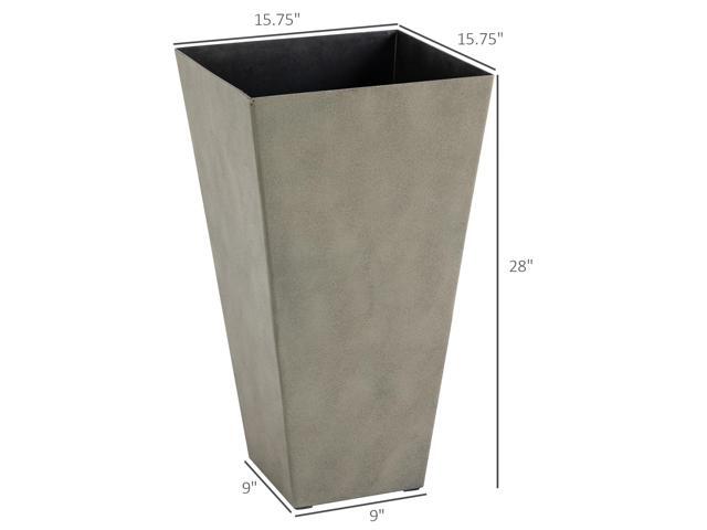 Set of 3 Tall Planters with Drainage Hole, 28' Outdoor Flower Pots, Indoor Planters for Porch Patio and Deck, Gray