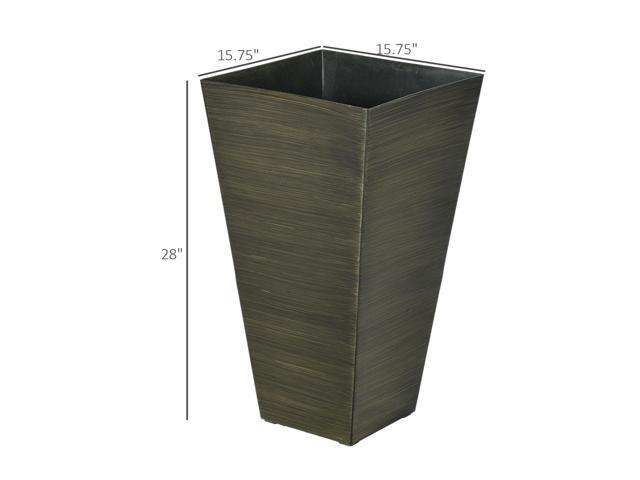 28' Tall Outdoor Planters, Set of 3 Large Taper Planters with Drainage Holes and Plug, Faux Wood Plastic Flower Pots for Outdoor, Indoor, Garden,...