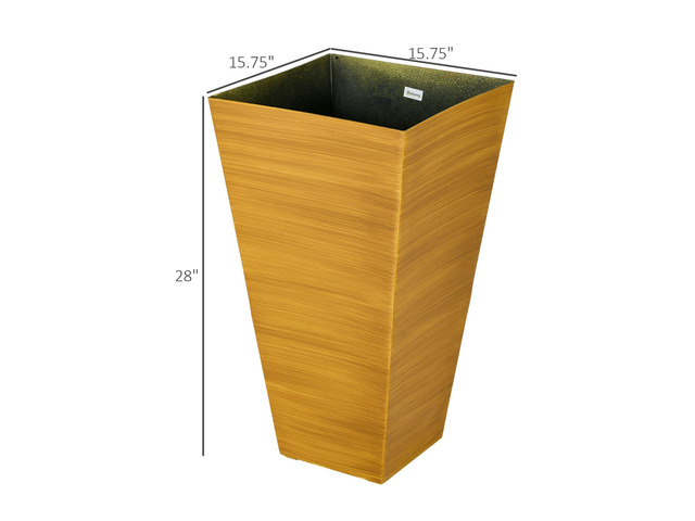 28' Tall Outdoor Planters, Set of 3 Large Taper Planters with Drainage Holes and Plug, Faux Wood Plastic Flower Pots for Outdoor, Indoor, Garden,...