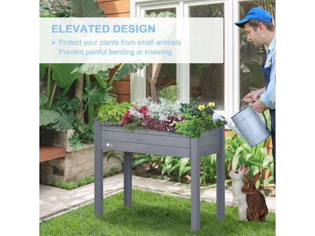Raised Garden Bed with Legs, 34' x 18' x 30', Elevated Wooden Planter Box, Self-Draining with Bed Liner for Vegetables, Herbs, and Flowers...