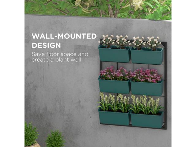 3-Tier Wall Planter with 6 Pots for Indoor and Outdoor Use, Hanging Plant Holder, Self Draining Wall Mounted Planter for Vegetables, Flowers,...