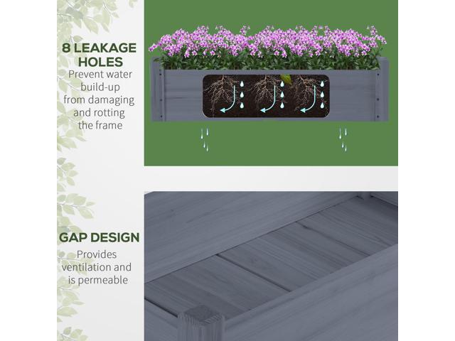 34'x34'x28' Raised Garden Bed, 2-Tier Elevated Wood Planter Box for Backyard, Patio to Grow Vegetables, Herbs, and Flowers, Gray
