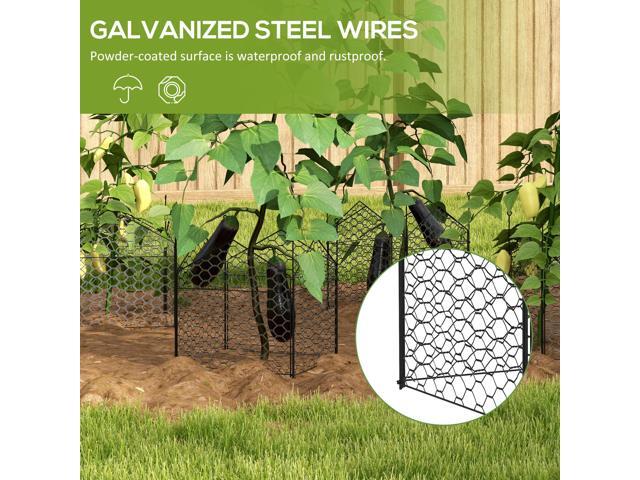 Garden Chicken Wire Cloche, 12' x 14' Plant Protectors from Animals, 4 Pack Metal Crop Cages to Keep Animals Out, Black