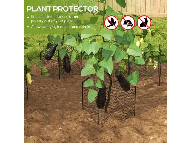 Garden Chicken Wire Cloche, 12' x 14' Plant Protectors from Animals, 4 Pack Metal Crop Cages to Keep Animals Out, Black